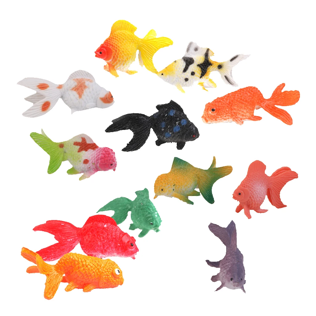 Plastic Lifelike Artificial Goldfish Animals Toy Model 12pcs Colorful Figures Educational Tool