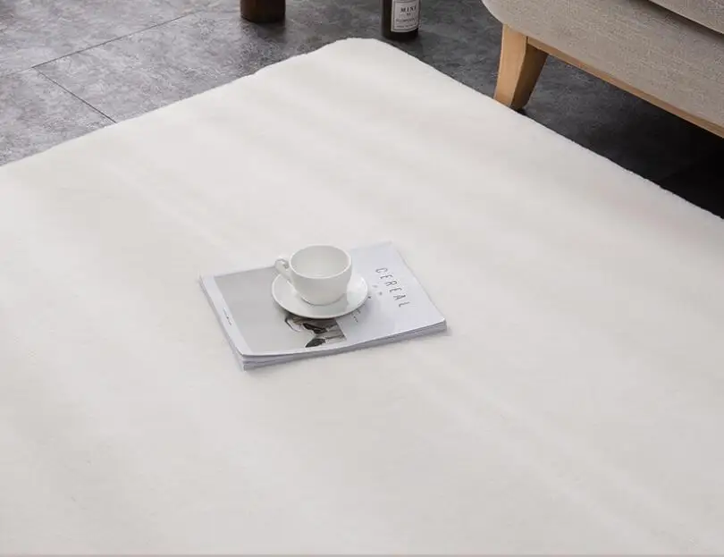 Нордический стиль Имитация меха кролика Ковер Спальня прикроватный домашний плотный коврик журнальный столик для гостиной круглые плюшевые полный коврик - Цвет: creamy-white