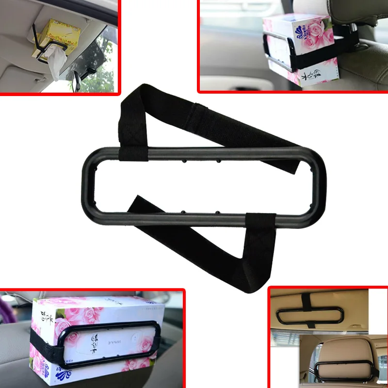 

Car Tissue Box Holder Bracket Paper Napkin Fastener Elastic Bandages Mounted On Sun Visor Back Seat Auto Accessories Clip