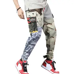 MORUANCLE модные Для мужчин Мешковатые хип-хоп джинсы джоггеры Hi Street Camouflge Patched Denim брюки лоскутное Жан брюки Мульти Карманы