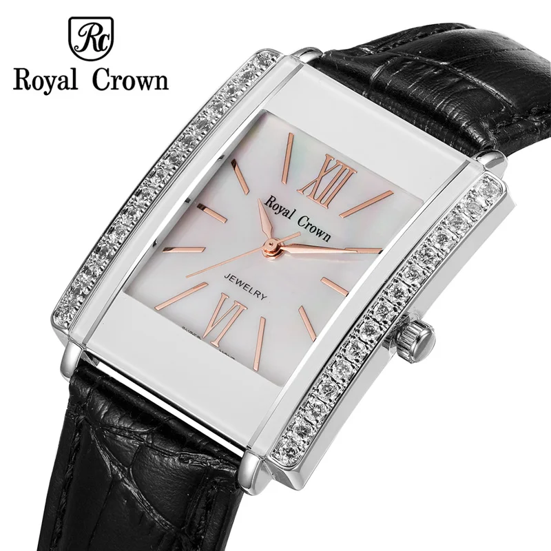 Часы наручные Royal Crown для мужчин и женщин Модные Цветные с кожаным ремешком