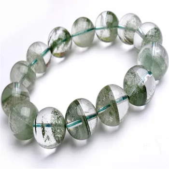 

15mm Genuine Natural Green Chlorite Phantom Quartz AAAAA Transparent Clear Round Bead Women Men Powerful Stretch Bracelet