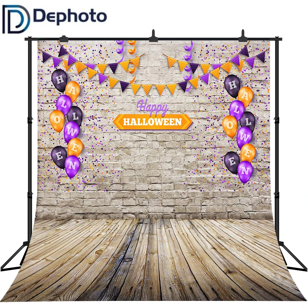 Dephoto счастливый фон для фотографий Хэллоуин кирпичная стена воздушные шары