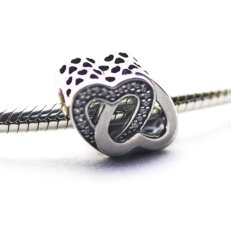

Fits for Pandora Charms Bracelets 100% 925 Sterling Silver Jewelry Entwined Love Beads with Clear CZ Free Shipping
