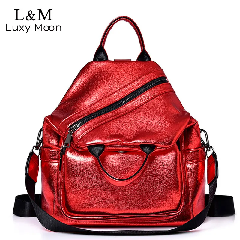 

New Multifunction Women Backpack Female Shoulder Bag High Quality Glitter Leather Backpacks School Bags For Girls mochila XA272H