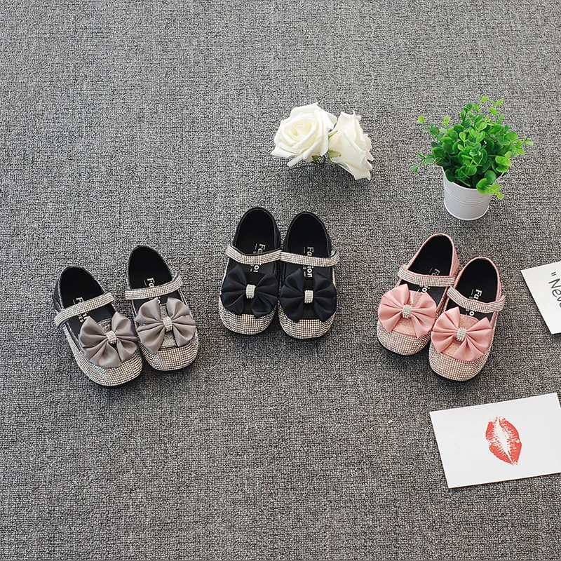 Bekamille Baby Child Shoes Kid Shoes Children Girls Crystal Bowtie Single Sandals Soft Bottom Princess New Summer Lovely