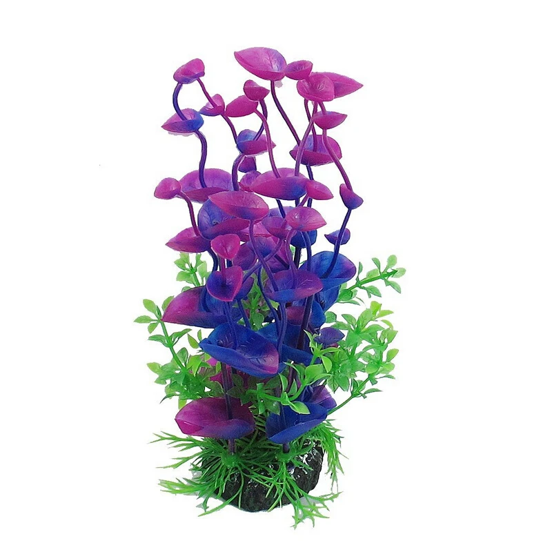 Fish Tank Artificial Aquarium Plants Plastic Decor Acuario Purple Long Leaf Decoration Fake