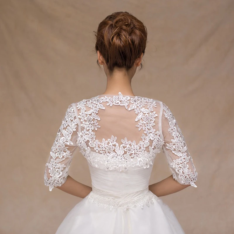 Wedding Lace Bolero Half Sleeve Lace joker Coat Shawl Wedding Jackets Bridal Wraps High Quality cape mariage tulle shrug