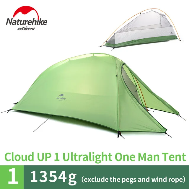 NatureHike палатка 20D силиконовый двухслойный Cloud UP Series 1 2 3 человек Сверхлегкий туристический пляжный тент с ковриком - Цвет: 1 person 210T Green