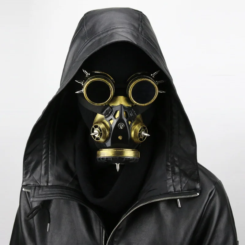 

2018 New Mens Vintage Gold Resin Steampunk Goggles and Gas Mask Women Men Cosplay Halloween Costume Accessories Gothic Mask