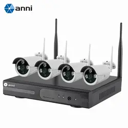 ANNI 4CH 720P HD NVR Беспроводная система видеонаблюдения и (4) 1.0MP мегапиксельный беспроводной Крытый Открытый Пуля IP камера