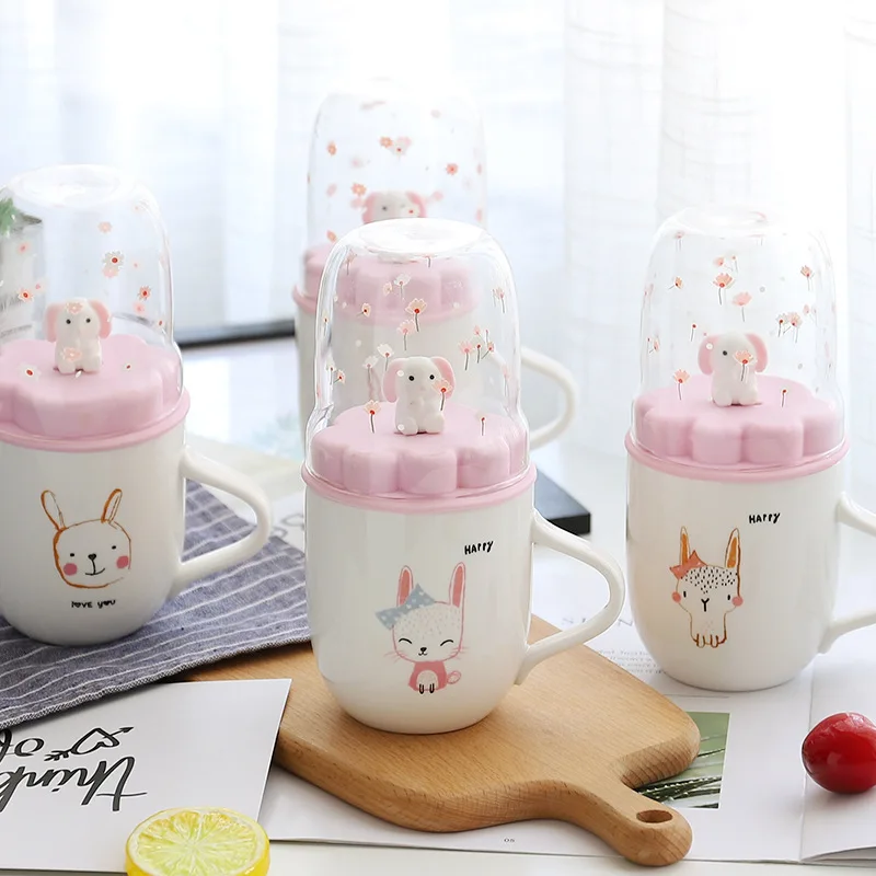Кружка для кофе с мультяшным розовым кроликом 3D микро пейзажем Детская кружка