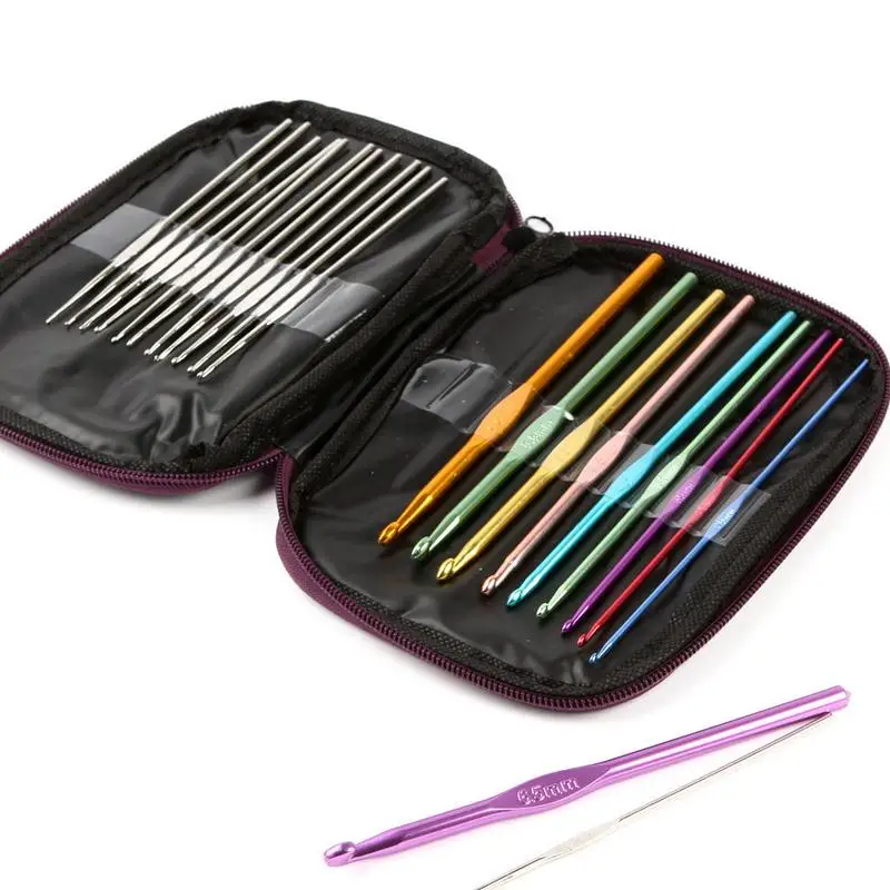 

22x Set Multi-colour Aluminum Crochet Hooks Needles Knit Weave Craft
