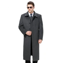 Мужские зимние шерстяные куртки в европейском стиле, мужские длинные шерстяные пальто, мужские куртки, повседневная верхняя одежда, теплые однобортные черные шерстяные пальто