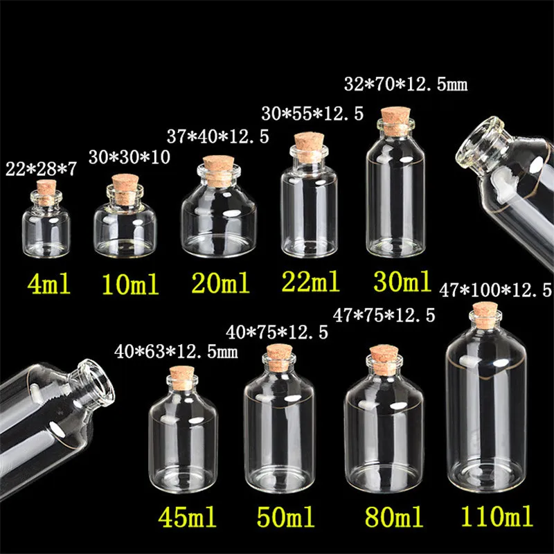 Прозрачные стеклянные бутылки с пробкой рукоделие флаконы стеклянные пустые бутылки желаний банки контейнеры Diy флаконы 24 шт