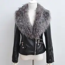 Куртка с меховым воротником, пальто, верхняя одежда, пальто из искусственной кожи, Женская куртка из искусственной кожи, Женская куртка