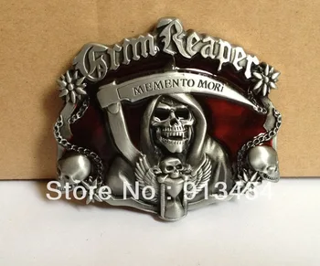

Skull belt buckle with red enamel with pewter finish JF-B131 5pcs/lot free shipping