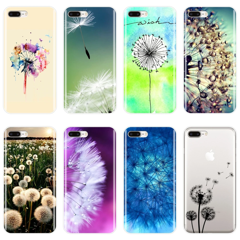 Phone Case For Apple iPhone X XR XS MAX 8 7 6S 6 S Flower Dandelion Purple Soft Silicone Back Cover Plus | Мобильные телефоны и