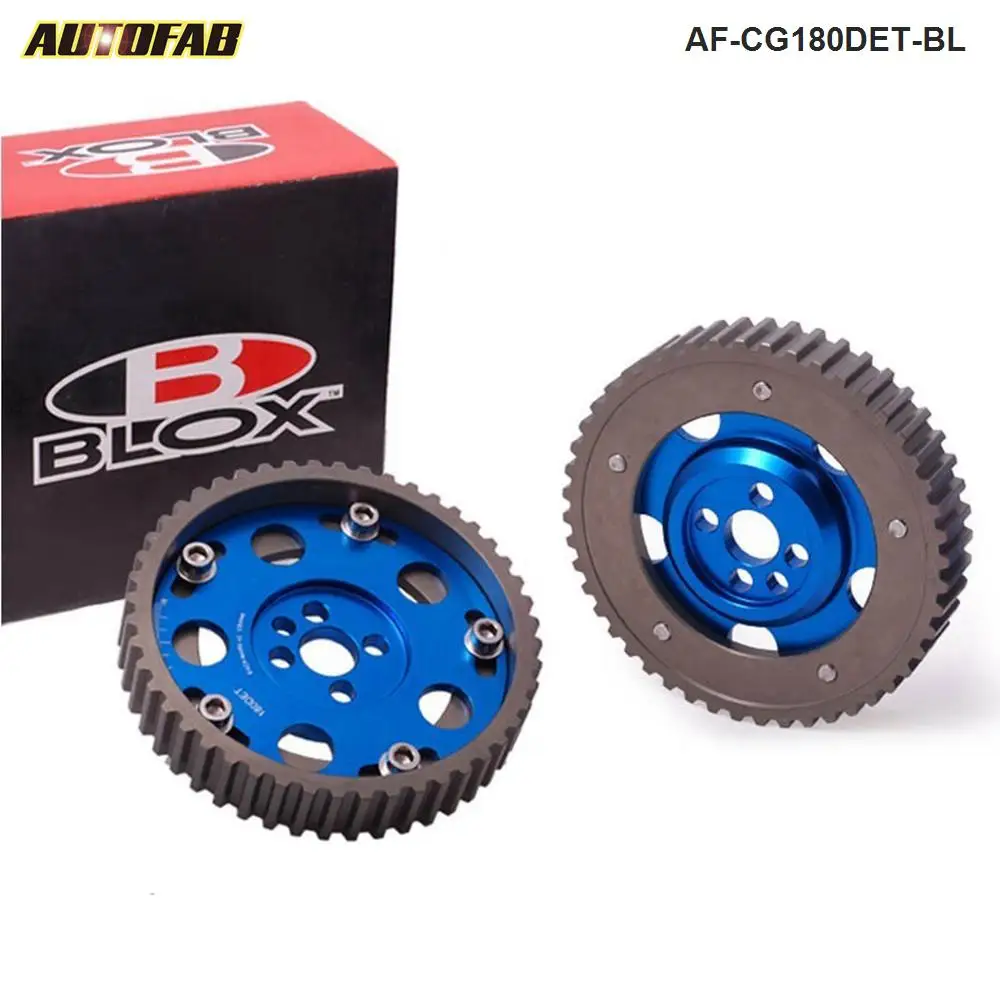 AUTOFAB - Blox 2pcs Alloy Slide Adjustable Cam Gear Pulley For Nissan Sentra XE CA18DE Engine Inlet and Exhaust AF-CG180DET-BL
