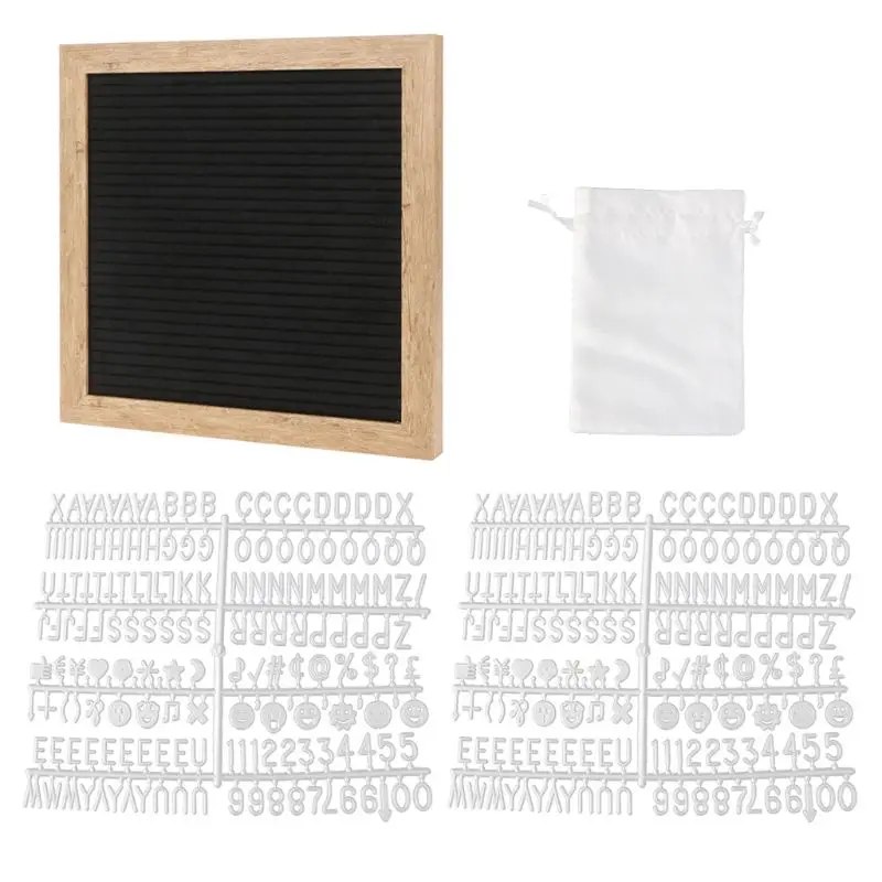 Войлочная доска с буквами 10x10 дюймов в стиле ретро с 340 белыми буквами цифрами и сумкой