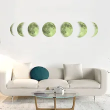 7PCS Creative Moon Luminous Wall Sticker Moon Phase Map Sticker For Home Decor Living Room Mural Moon On The Wall 13*85cm on the moon