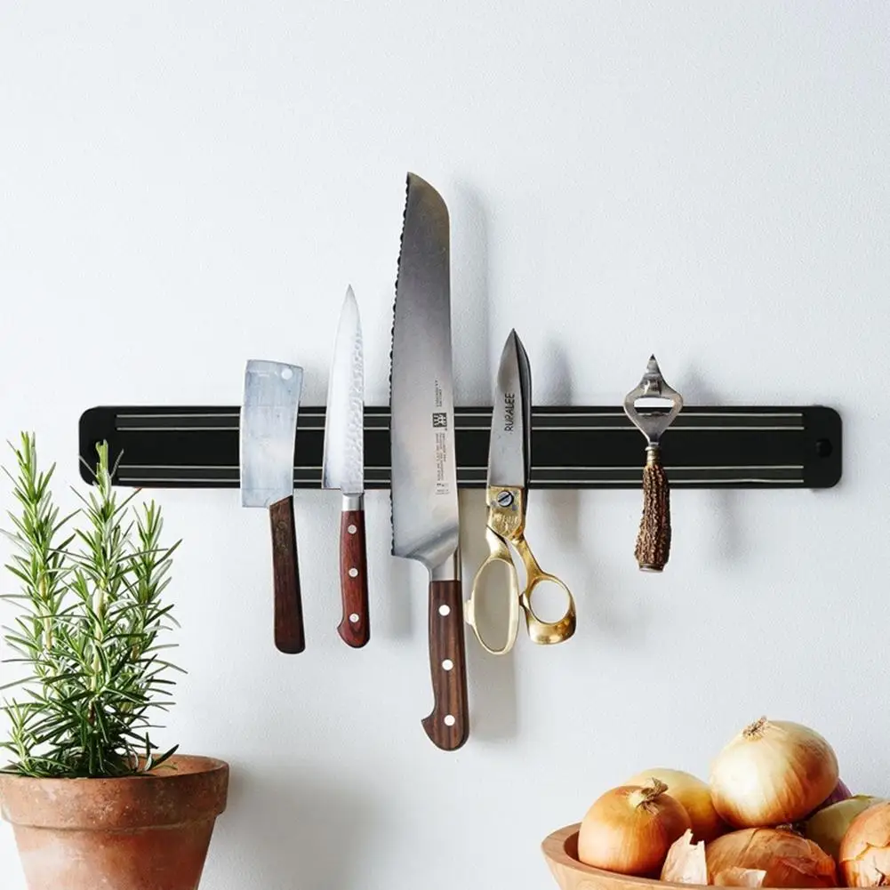 

No-Hook Magnetic Knife Holder Wall Mount Black ABS Placstic Block Magnet Knife Holder For Metal Knife Support