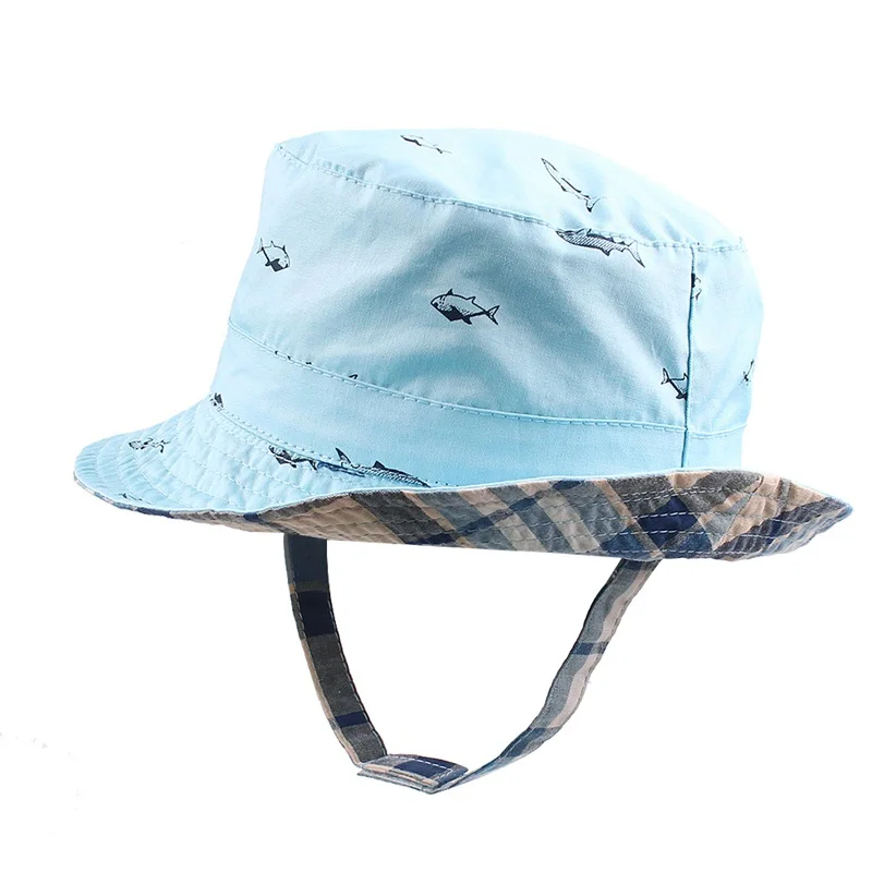 Cute Fish Baby Boys Hat Cotton Bucket Hat For Boys Spring Summer Kids Sun Cap Beach 2 Side Children Cap 0-4Y Baby Boys Clothing (49)