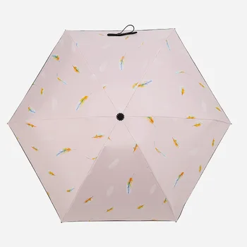 

Fashion Feather Sun Umbrella Small Fresh sunny and Rain Umbrella Anti-UV Sunshade Female Umbrella men windproof paraguas kids