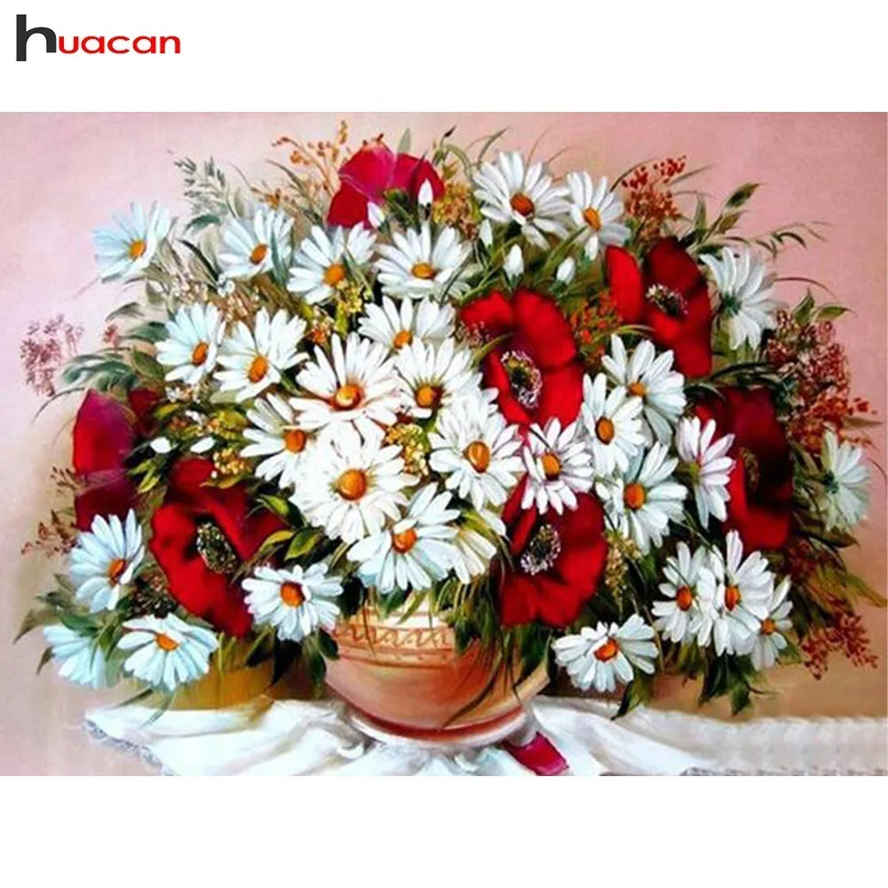 

HUACAN Diamond Embroidery Daisy Decoration Home Diamond Painting Cross Stitch Flowers Full Square New Arrival 5D DIY Mosaic