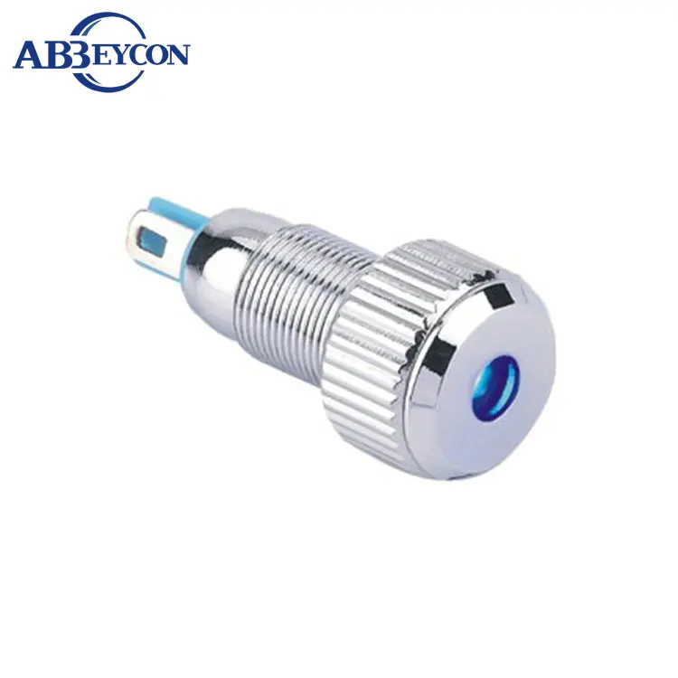 White LED 8mm Flat Metal Panel Indicator 12V