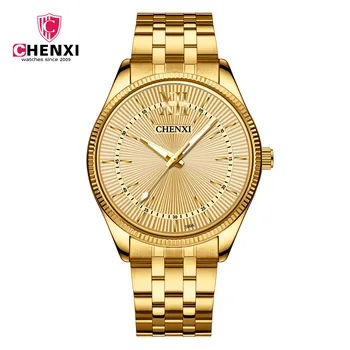

2018 Chenxi Gold Watch Men Man Famous Brand Luxury Quartz Wrist Watches Golden Steel Male Clock Quartz-watch Relogio Masculino