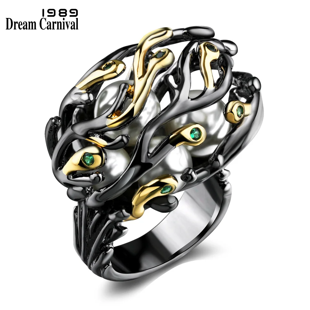 Женское готическое кольцо DreamCarnival 1989 с искусственным жемчугом ювелирные изделия