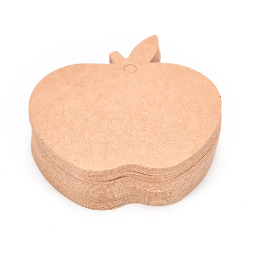 100Pcs/lot 6*6cm Apple Kraft Paper Hang Tags Wedding Party Favor Punch Label Price Gift Cards White Brown Black