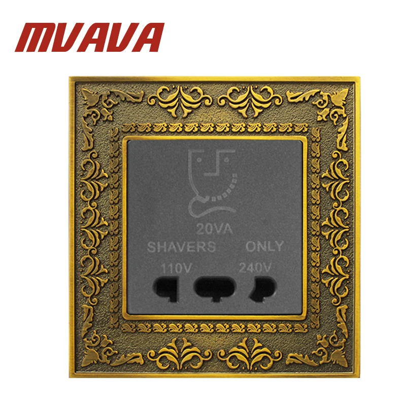 

MVAVA Free Shipping Wall Shaver Socket Beard Shaving Charge Plug Outlet Dual Voltage 110V 240V New Design Lace Embossed Panel