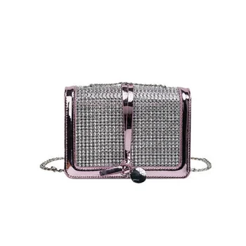 

Small bag 2019 new tide women fashion wild solid color single shoulder sequins small square bag super fire Messenger bag