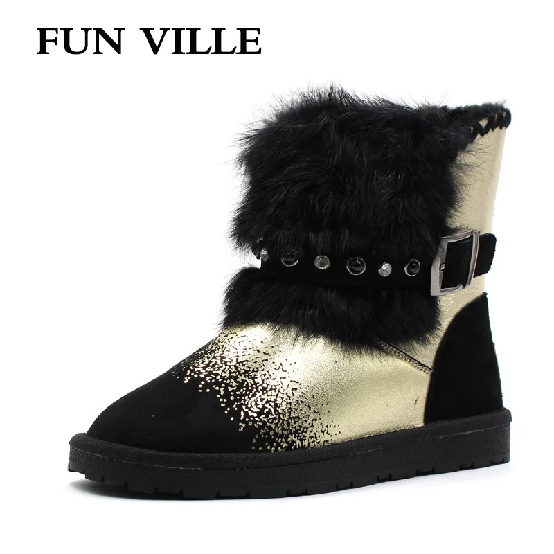 FUN VILLE/Новые модные женские зимние сапоги; цвет золотой, серебряный; натуральный мех; Шерсть; ботильоны; теплая зимняя женская обувь; размеры ... FUN VILLE/Новые модные женские зимние сапоги; цвет золотой, серебряный; натуральный мех; Шерсть; ботильоны; теплая зимняя женская обувь; размеры ...