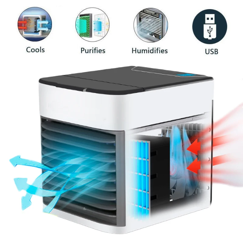 

USB Mini Portable Air Conditioner Humidifier Purifier 7 Colors Light Desktop Air Cooling Fan Air Cooler Fan for Office Home car
