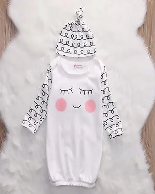 Хлопок Sleepy Средства ухода для век румяные щечки наряд детские платье шапка младенческой новорожденных подарок 2 предмета в комплекте Халаты