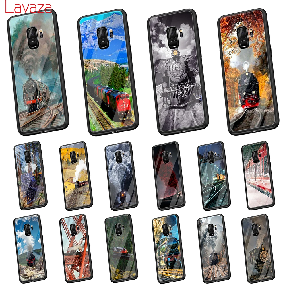 

Lavaza Train Pattern Tempered Glass Case for Samsung Galaxy S8 S9 S10 Plus S7 Edge Note 8 9 Soft TPU Cover
