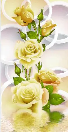 5D Diy Алмазная вышивка крестиком Алмазная розовая роза Алмазная вышивка цветок Вертикальная Печать Круглая дрель домашний декор - Цвет: Цвет: желтый