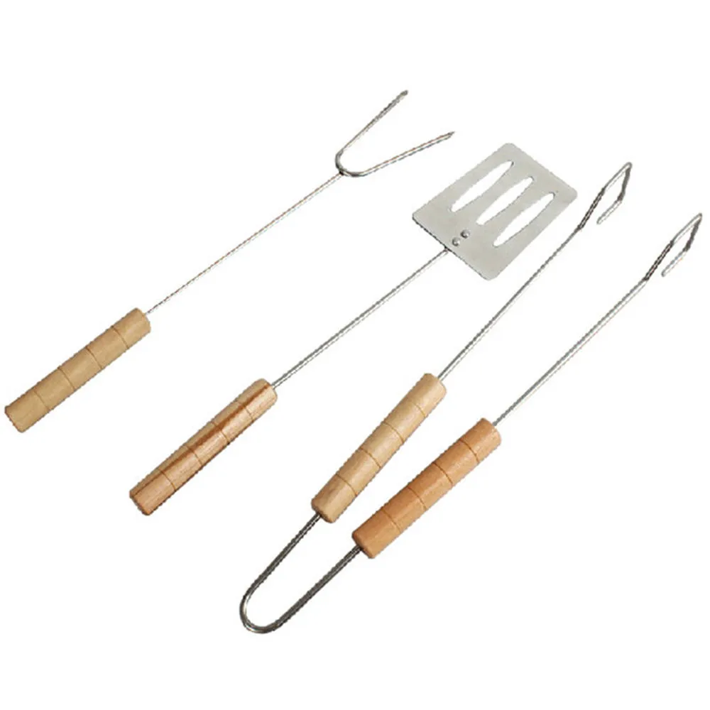 

3pcs Barbecue Tools Set Fork Clip Shovel Outdoor BBQ Three-Piece Set Stainless Steel BBQ Utensil With Wooden Handle #Z