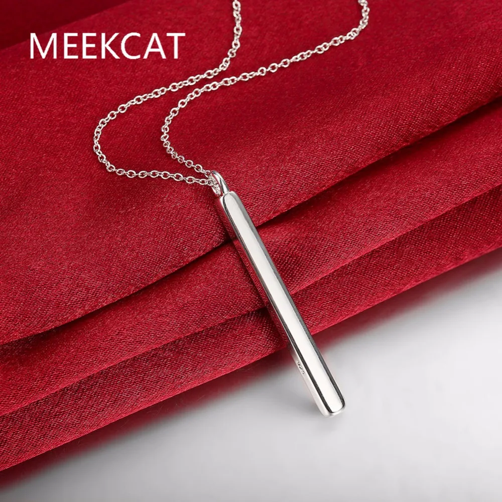 

Bar Pendants 925 stamped silver plated necklaces Colar de Prata 20'' snake chains For woman Gift summer style MEEKCAT MN314