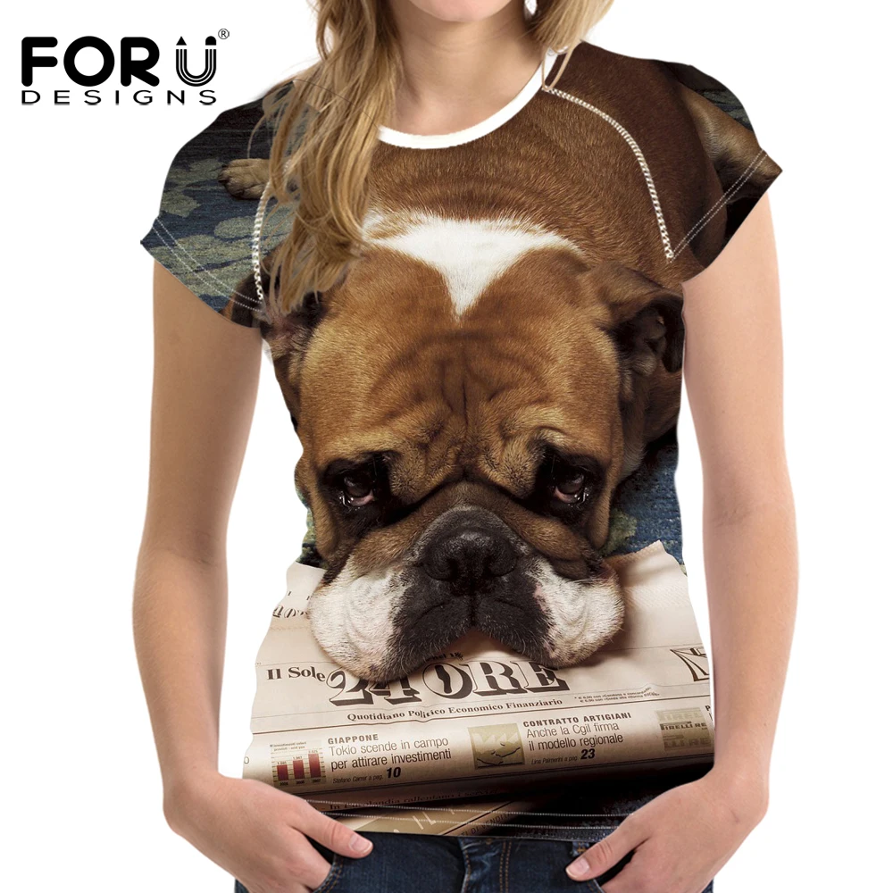 Футболка FORUDESIGNS с забавными собаками для женщин топы коротким рукавом летняя