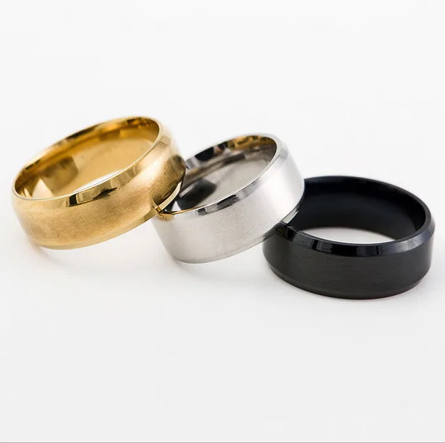 2015 European Style 8MM Stainless Steel Ring Band Titanium Silver Black Gold Cla 2015 European Style 8MM Stainless Steel Ring Band Titanium Silver Black Gold Cla