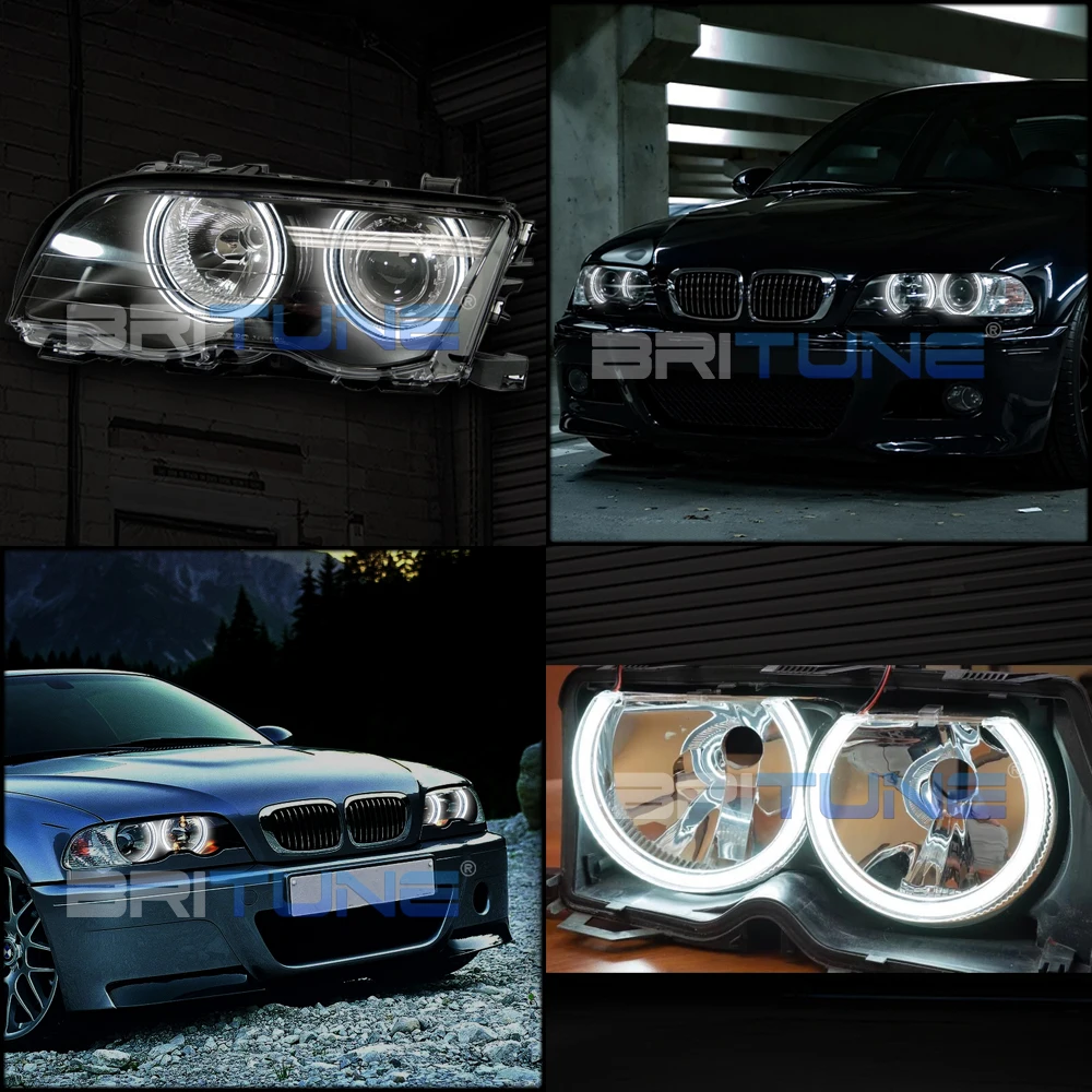 Crystal LED Angel Eye Halo Rings Turn Signal Light For BMW E46 Halogen Headlight