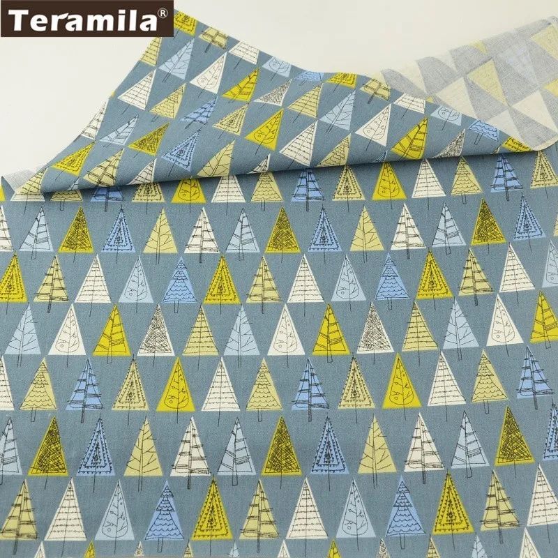 

Teramila Cotton Fabrics Cartoon Geometry Trees Designs Dulk Grey High Quality Quilting Scrapbooking Doll Decoration Twill Cloth
