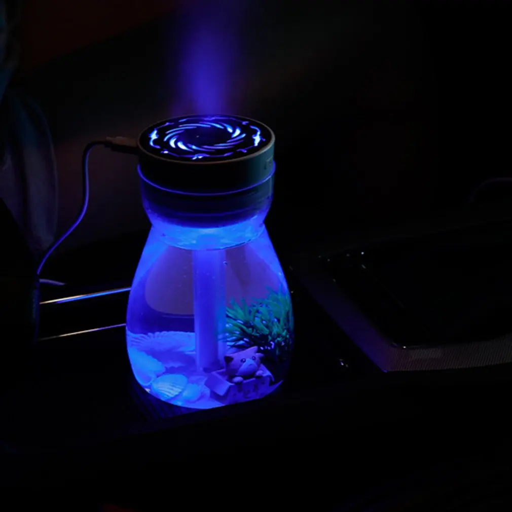 

Colorful light bottle humidifier 380ml USB Wishing Bottle Humidifier Mist Spray Light Bar Color Humidifier