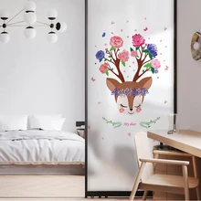 Широкий 45 см длиной 60 см самоклеящееся витражное окно пленка статическая не цепляется без клея стеклянная наклейка лося домашний Декор Гостиная XK90