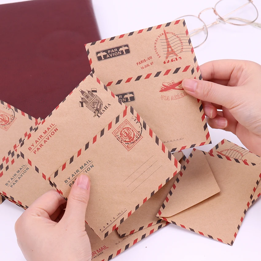 

10 PCS Mini Vintage Paris Paper Envelope Fashion Cute Kraft Paper Envelopes Kawaii Korean Stationery for Cards