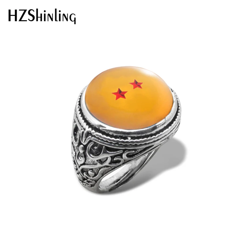 Новое кольцо с драконом Z четыре звезды Винтажное кольцо по мотивам Dragon Ball кольца стеклянный купол ювелирные изделия ручной работы